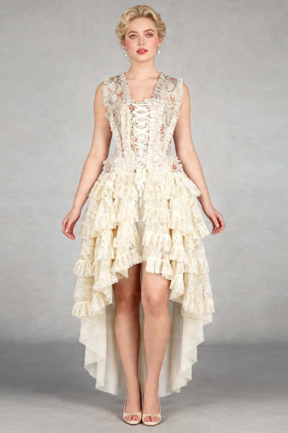 Ivory Floral Anastasia Rococo Corset Dress
