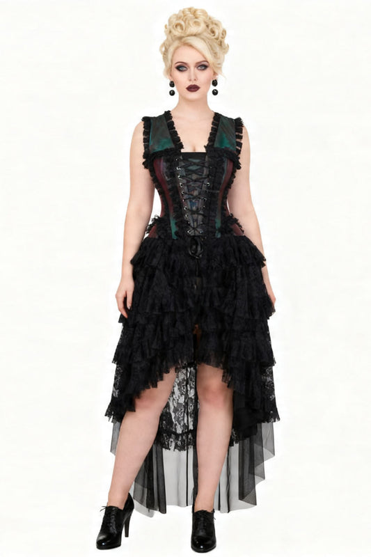 Emerald Burgundy Anastasia Rococo Corset Dress
