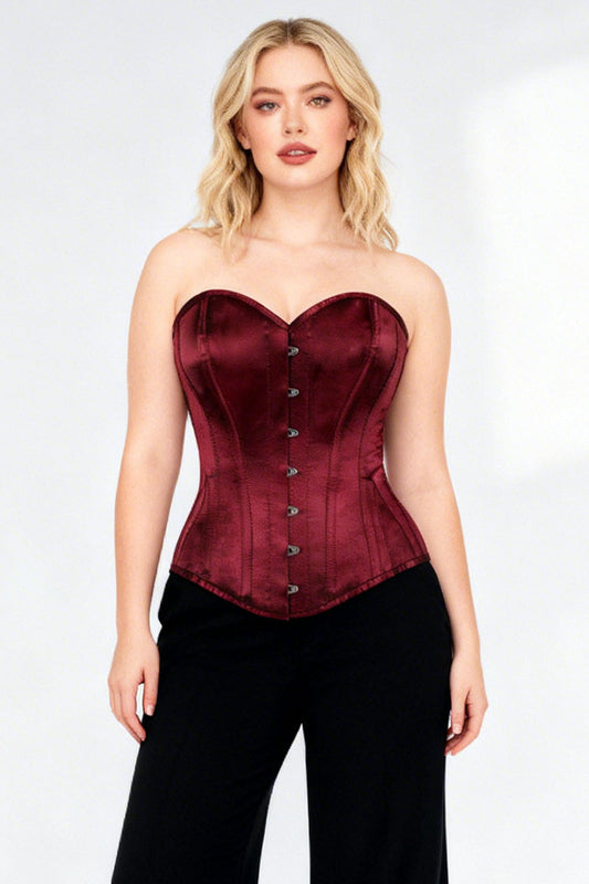 Burgundy Cheray Overbust Steel Boned Corset