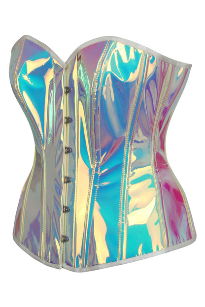 Holographic Rainbow Laquita Overbust Steel Boned Corset