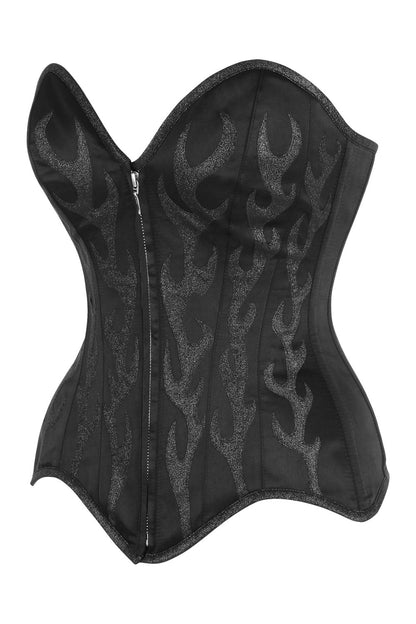 Jenalynn Black Satin with Glitter Overbust Corset