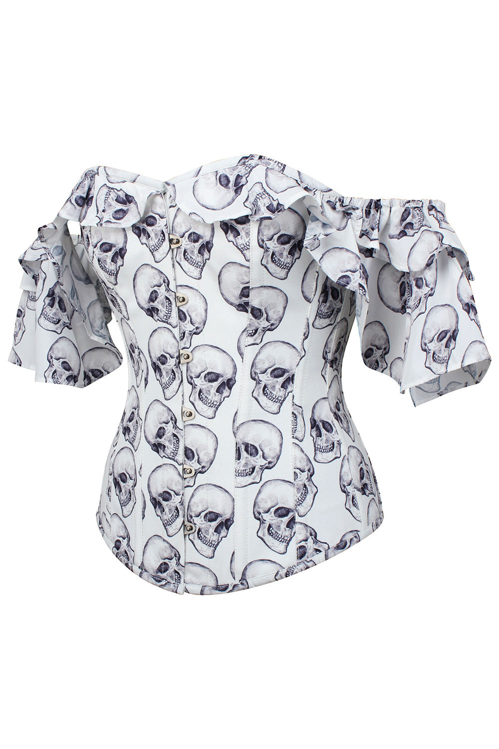 White Skull Dawnn Off Shoulder Overbust Corset