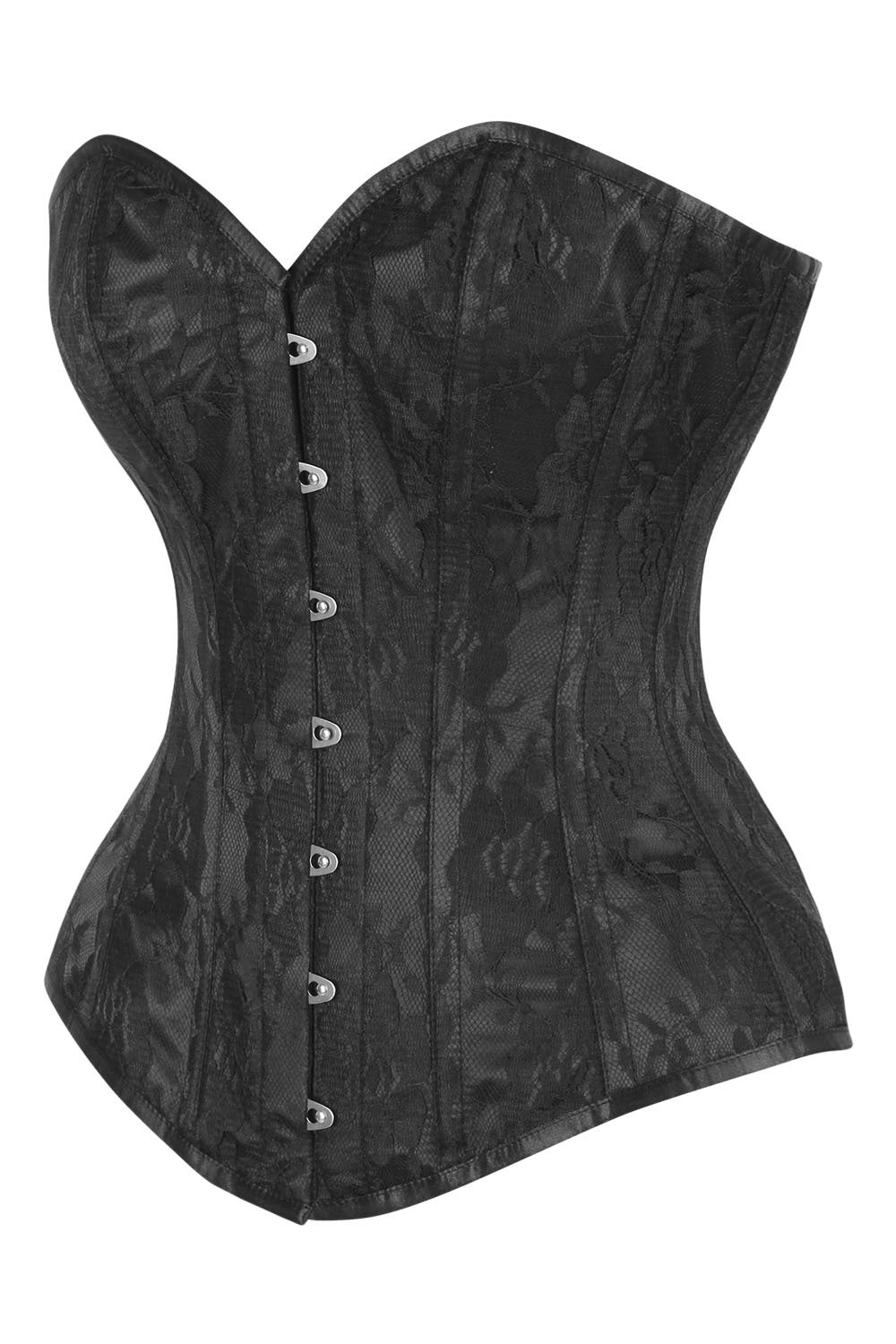 Midnight Black Navya Satin Lace Overlay Overbust Corset