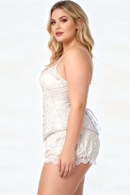 Dannee Ivory Brocade Overbust Waist Training Corset