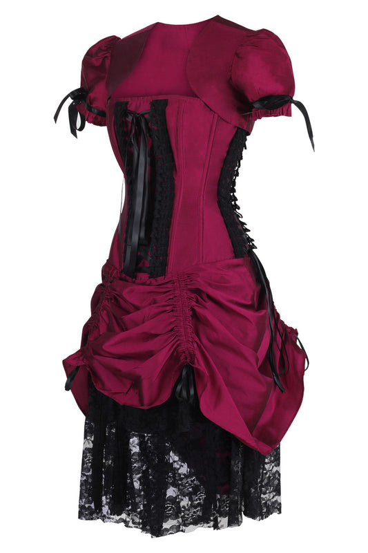 Magenta Leroy Steel Boned Corset Dress with Bolero