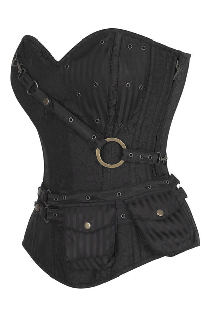 Black Cheray Steampunk Overbust Corset Vest