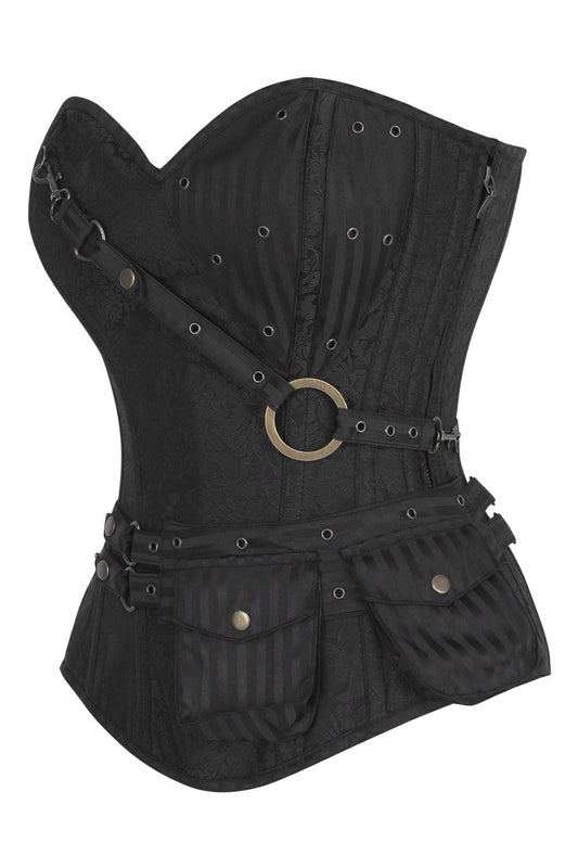Black Cheray Steampunk Overbust Corset Vest