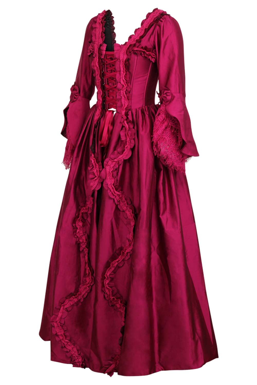 Burgundy Immortelle Rococo Steel Boned Corset Dress