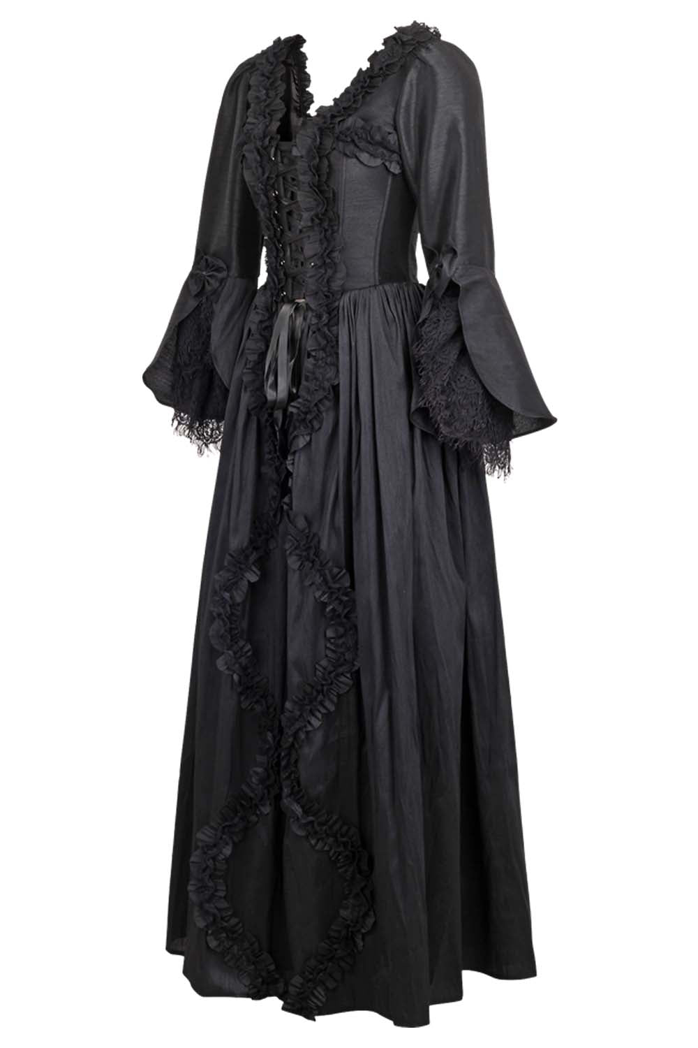 Midnight Black Immortelle Rococo Corset Dress