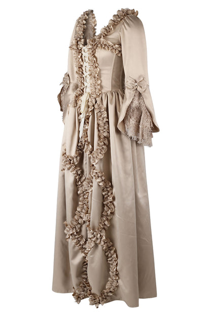 Champagne Immortelle Rococo Duchess Satin Corset Dress