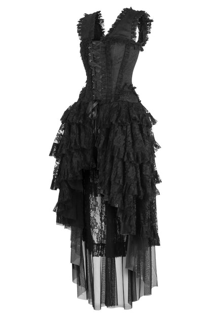 Midnight Black Anastasia Rococo Steel Boned Corset Dress