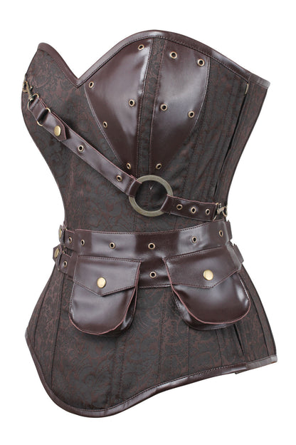 Brown Cheray Steampunk Overbust Corset