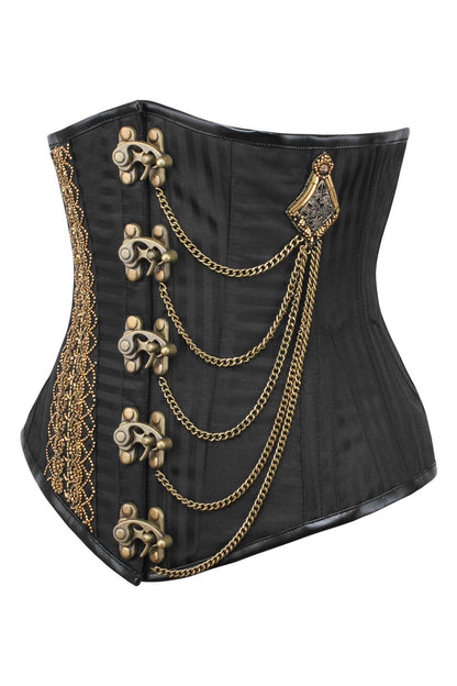 Midnight Black Dannee Underbust Embroidered Corset