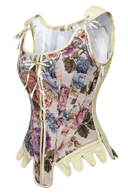 Cream Floral Anjanette Overbust Brocade Corset