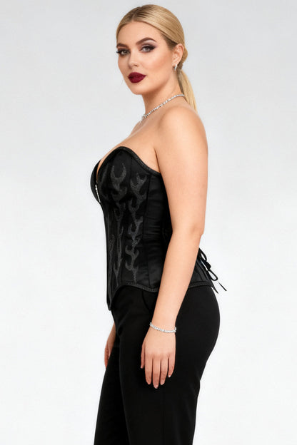 Jenalynn Black Satin with Glitter Overbust Corset
