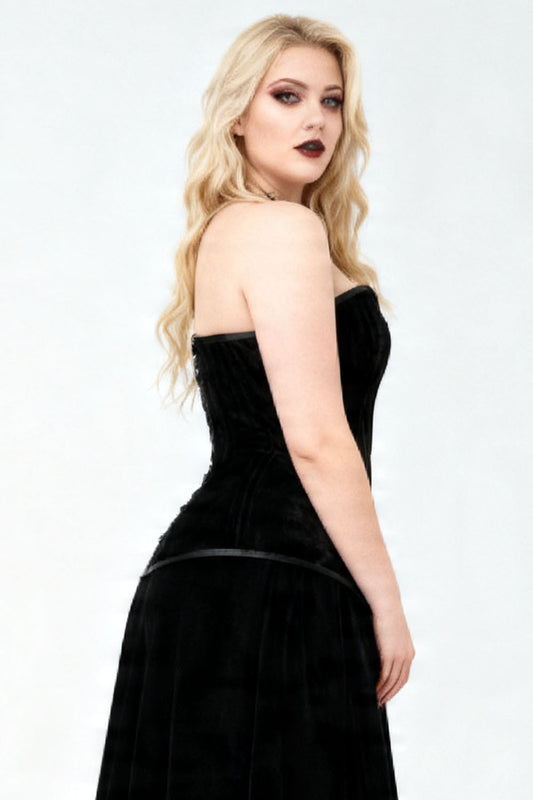 Novalee Midnight Black Gothic Overbust Velvet Corset