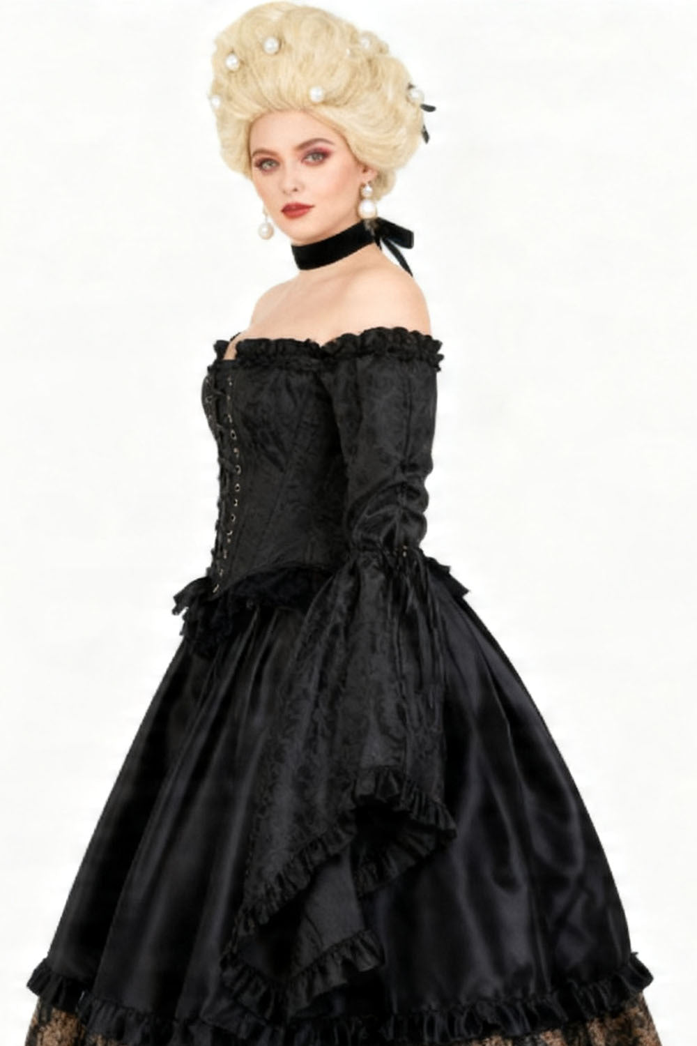 Midnight Black Yumiko Rococo Overbust Corset
