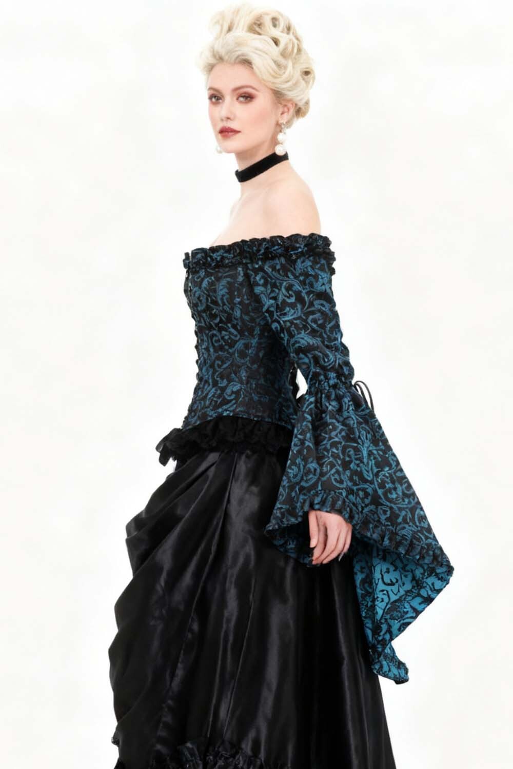 Turquoise Yumiko Rococo Overbust Off Shoulder Corset