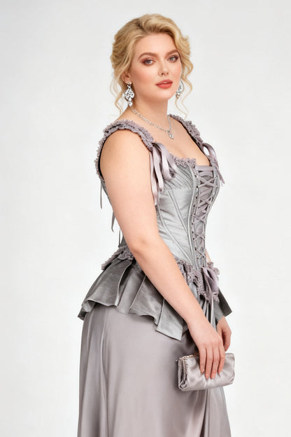 Silver Terrin Overbust Corset with Shoulder Straps