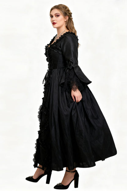 Midnight Black Immortelle Rococo Corset Dress