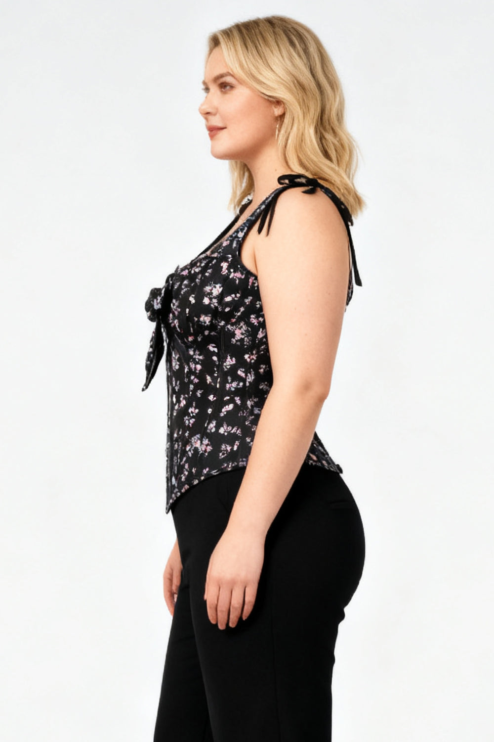 Black Darnisha Floral Digital Printed Overbust Corset
