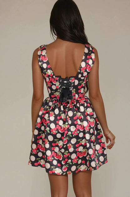 Deondra Polka Dots & Cherries Corset Dress