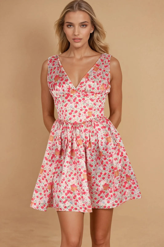 Donelda Cherries & Sparrows Corset Dress
