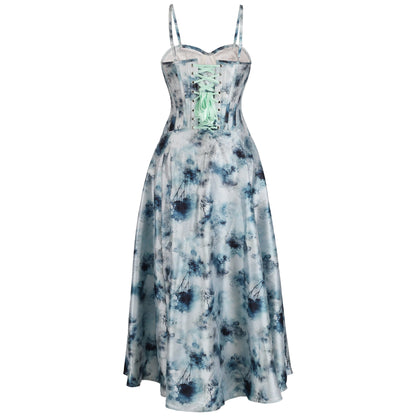 Cidney Blue Mist Floral Corset Dress