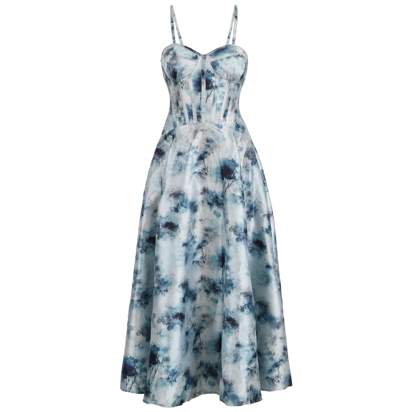 Cidney Blue Mist Floral Corset Dress
