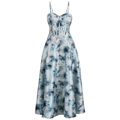 Cidney Blue Mist Floral Corset Dress
