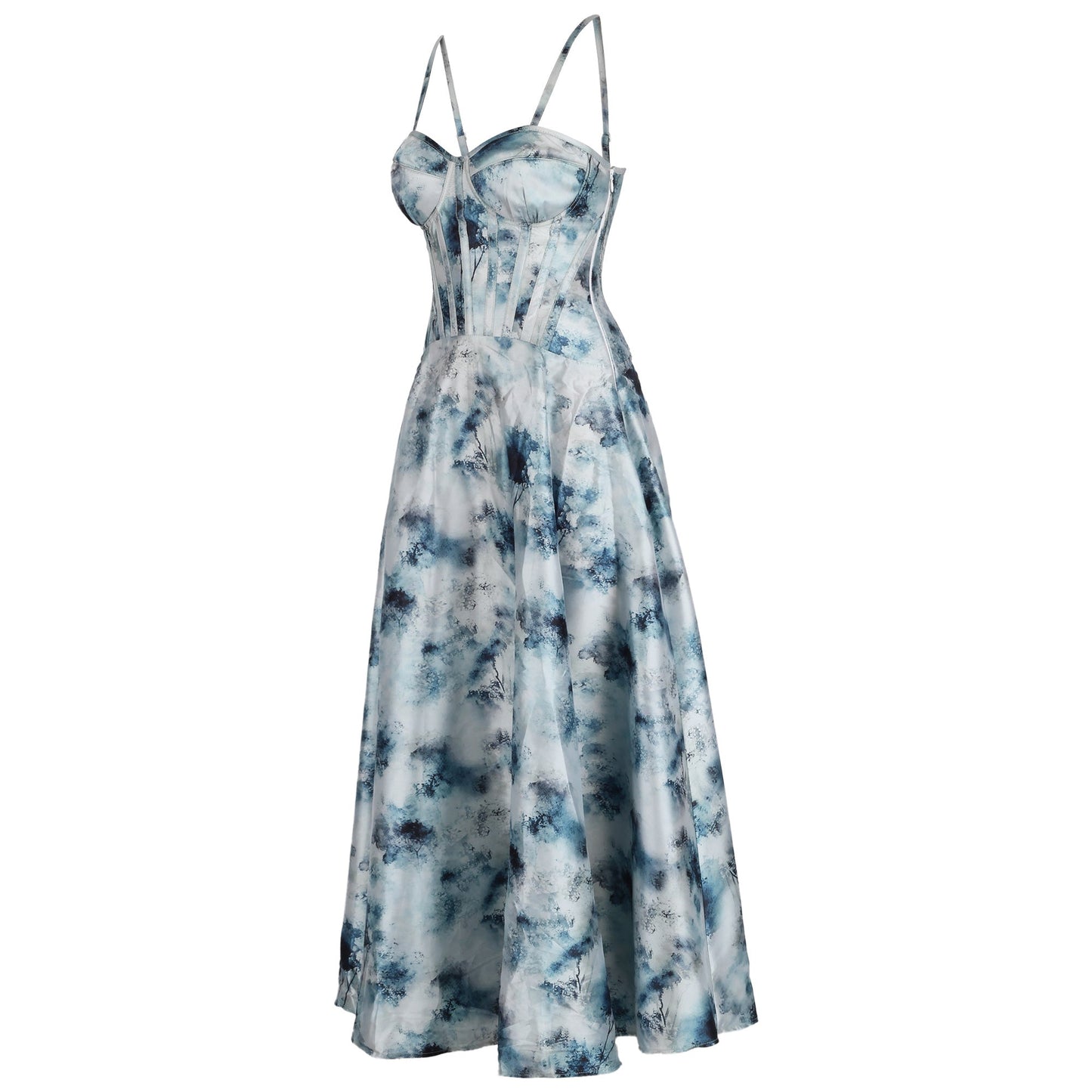 Cidney Blue Mist Floral Corset Dress