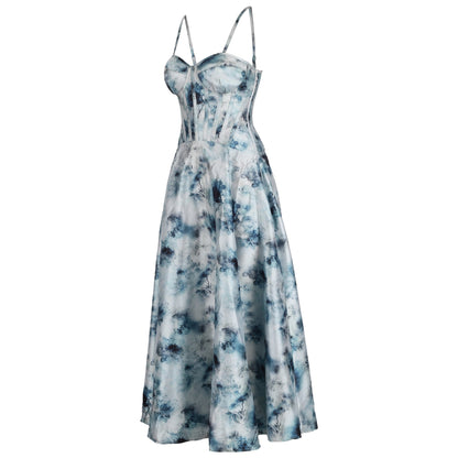 Cidney Blue Mist Floral Corset Dress