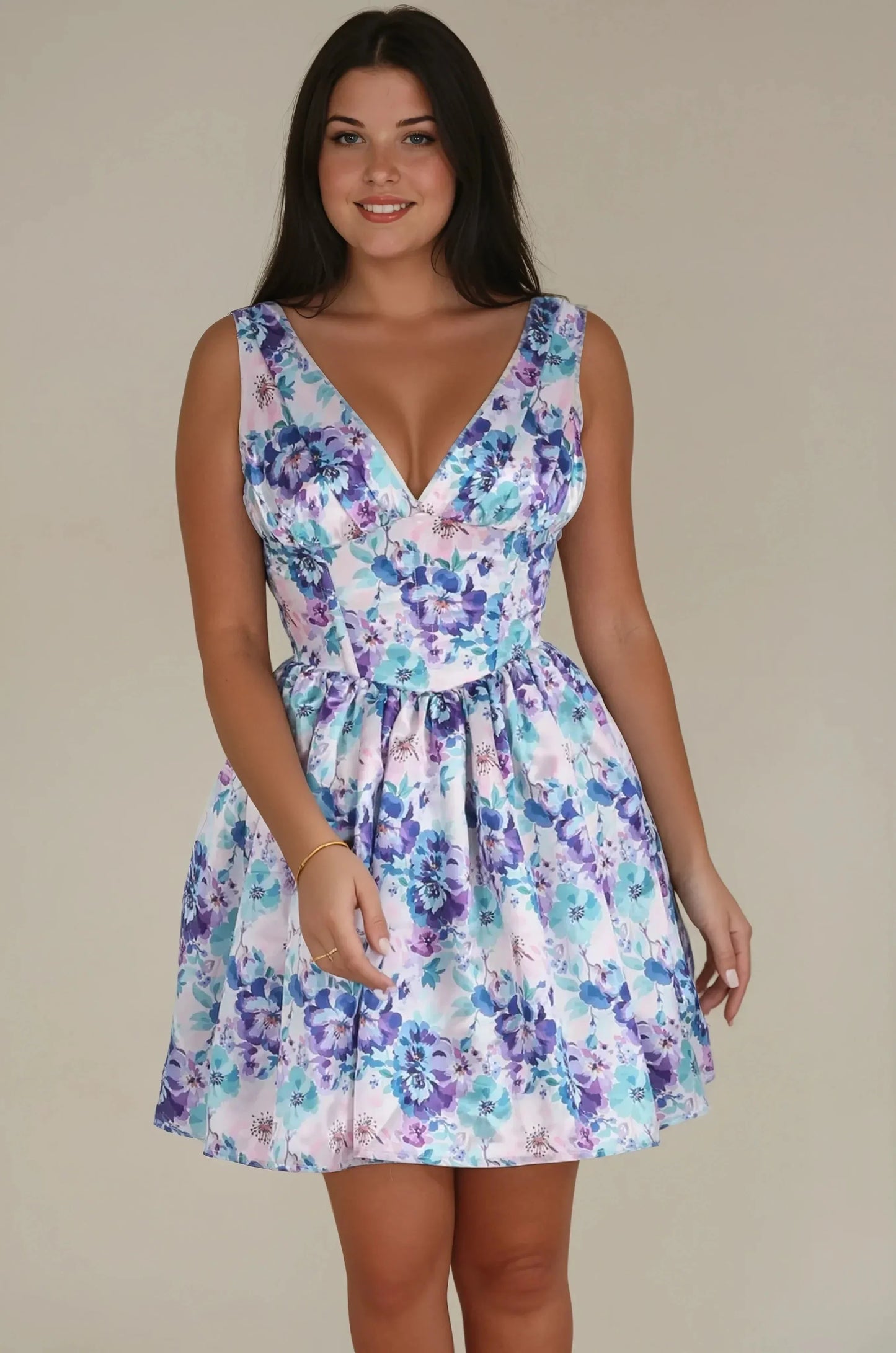 Ansleigh Jewel Toned Floral Corset Dress