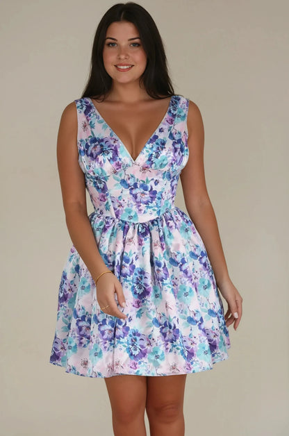 Ansleigh Jewel Toned Floral Corset Dress