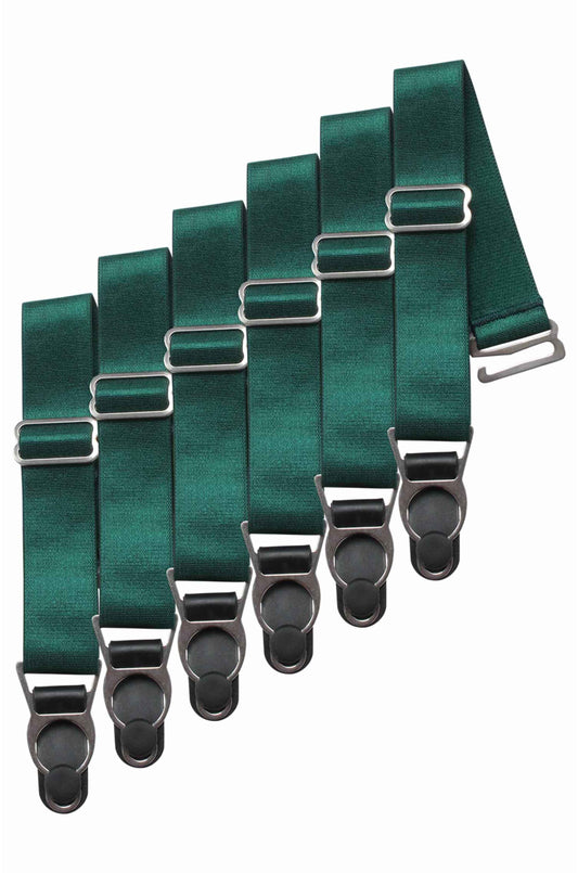 6 x Steel Suspender Clips in Green