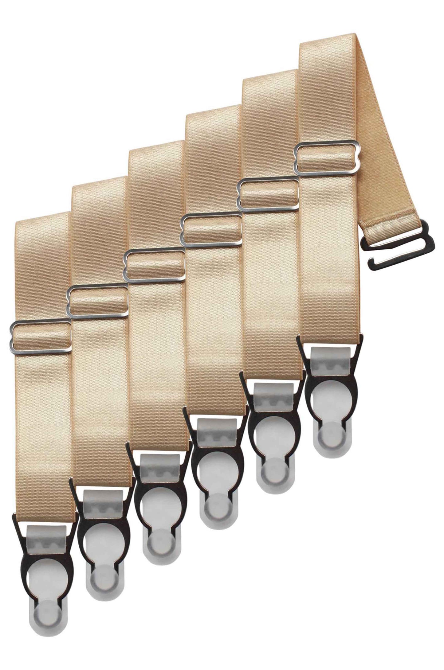 6 x Steel Suspender Clips in Ivory