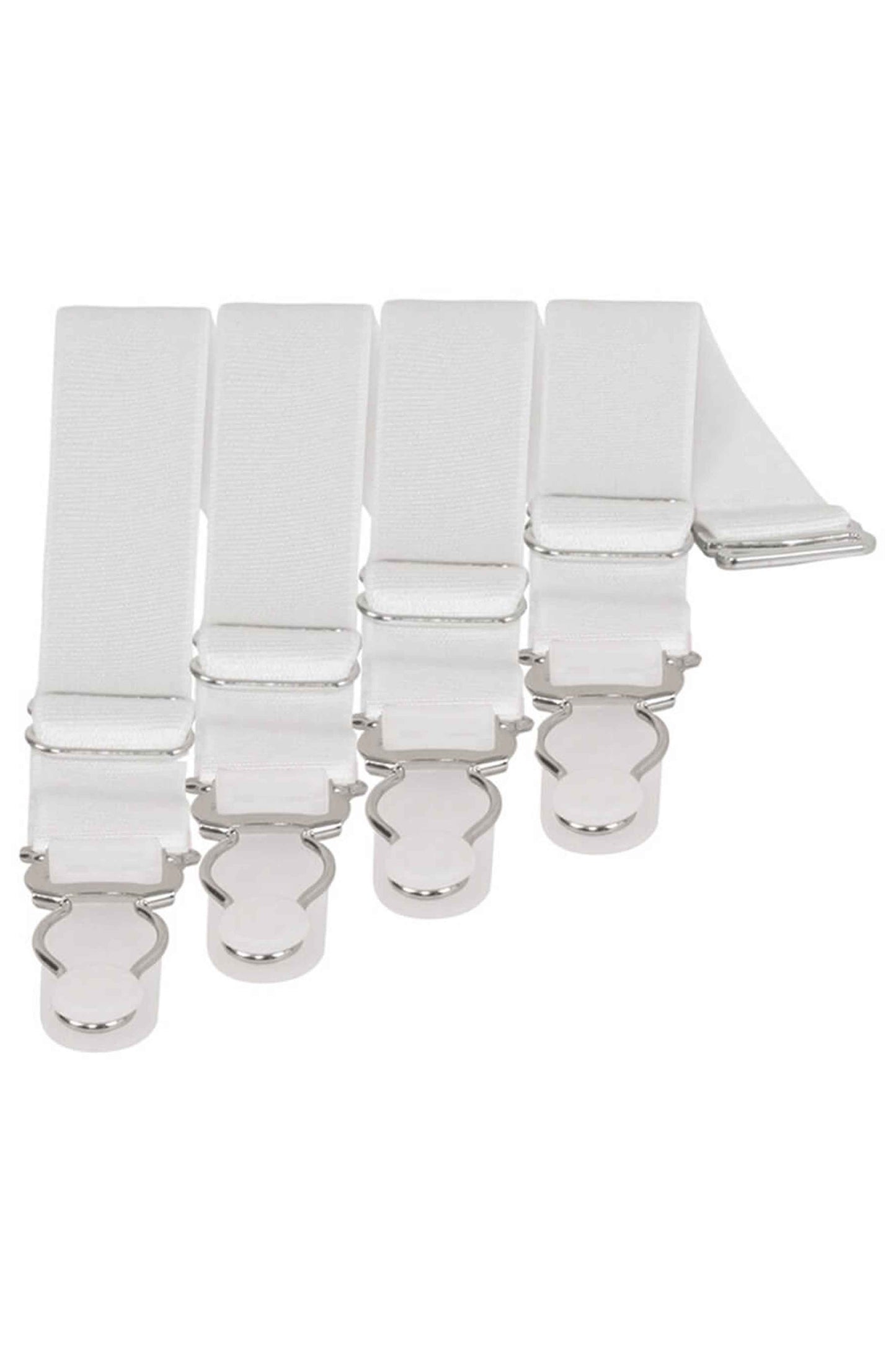 4 x Steel Suspender Clips in White