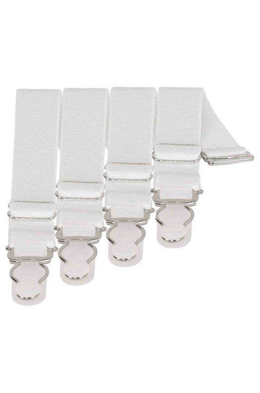 4 x Steel Suspender Clips in White