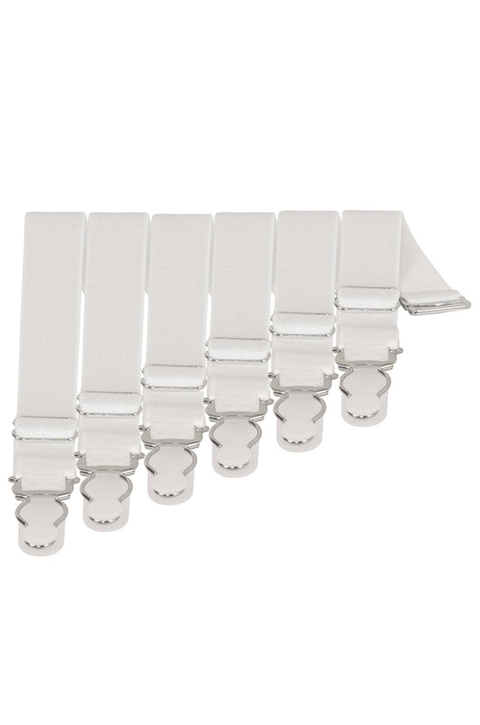 6 x Steel Suspender Clips in White