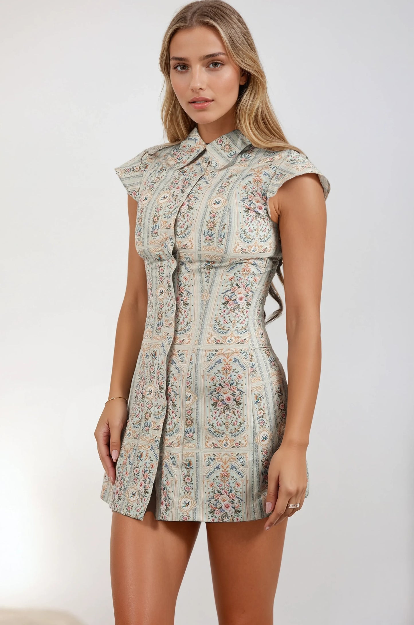 Edlyn Ornate Floral Corseted Shirt Dress
