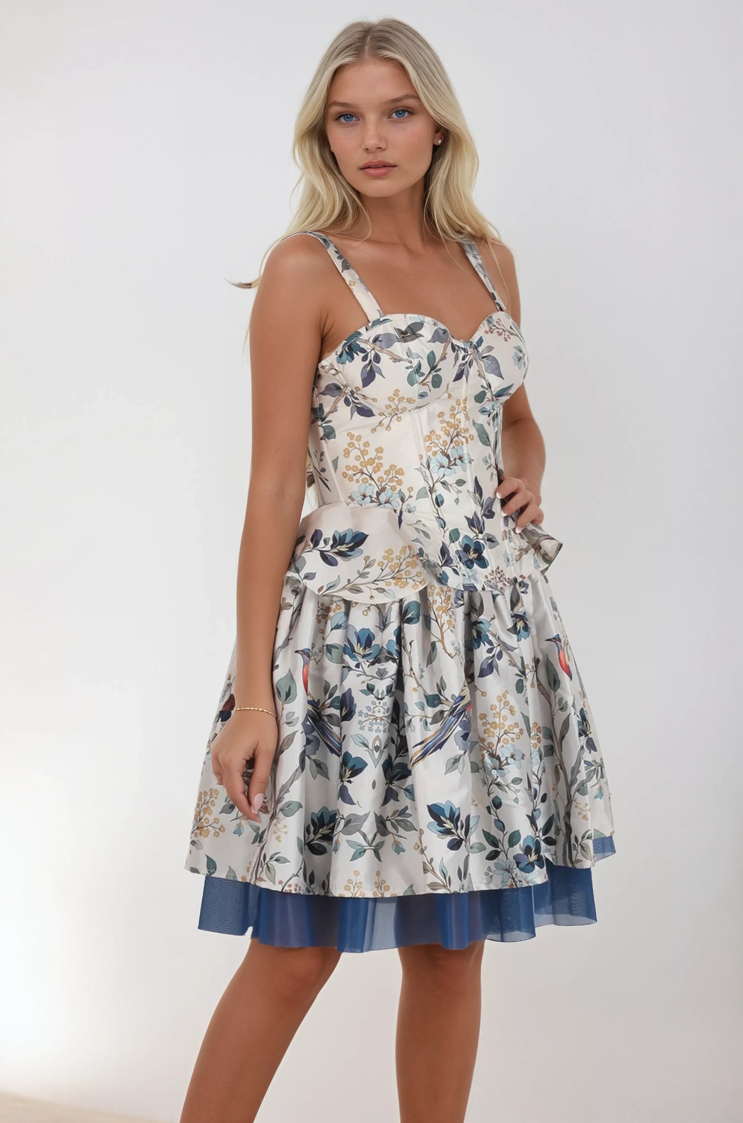 Ladonna Floral Bird Print Corset Co-ord Set
