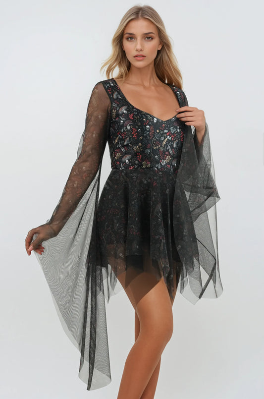 Josina Mushroom and Skull Print Dress