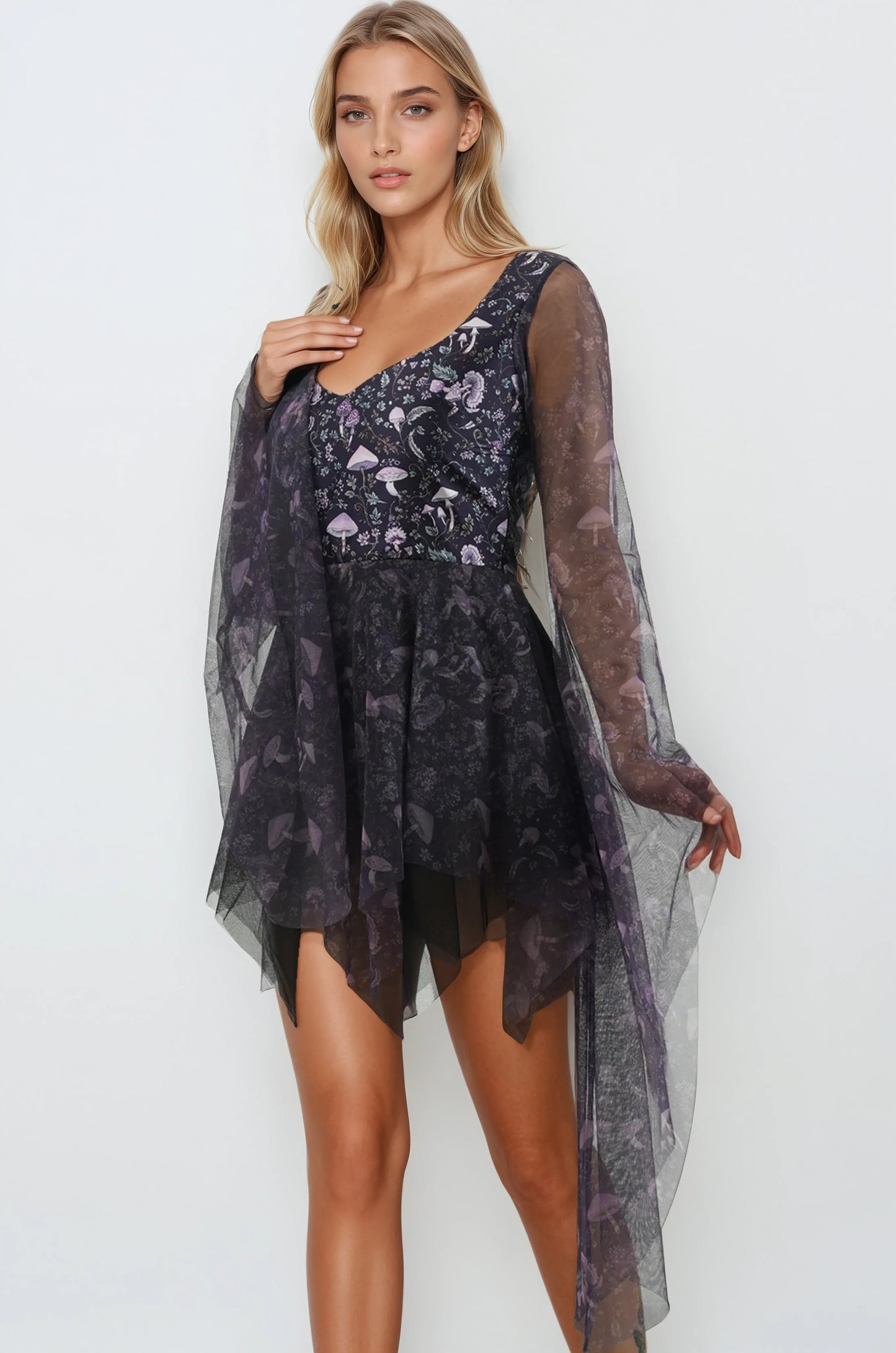 Maralynn Lilac Base Mushroom and Floral Dress