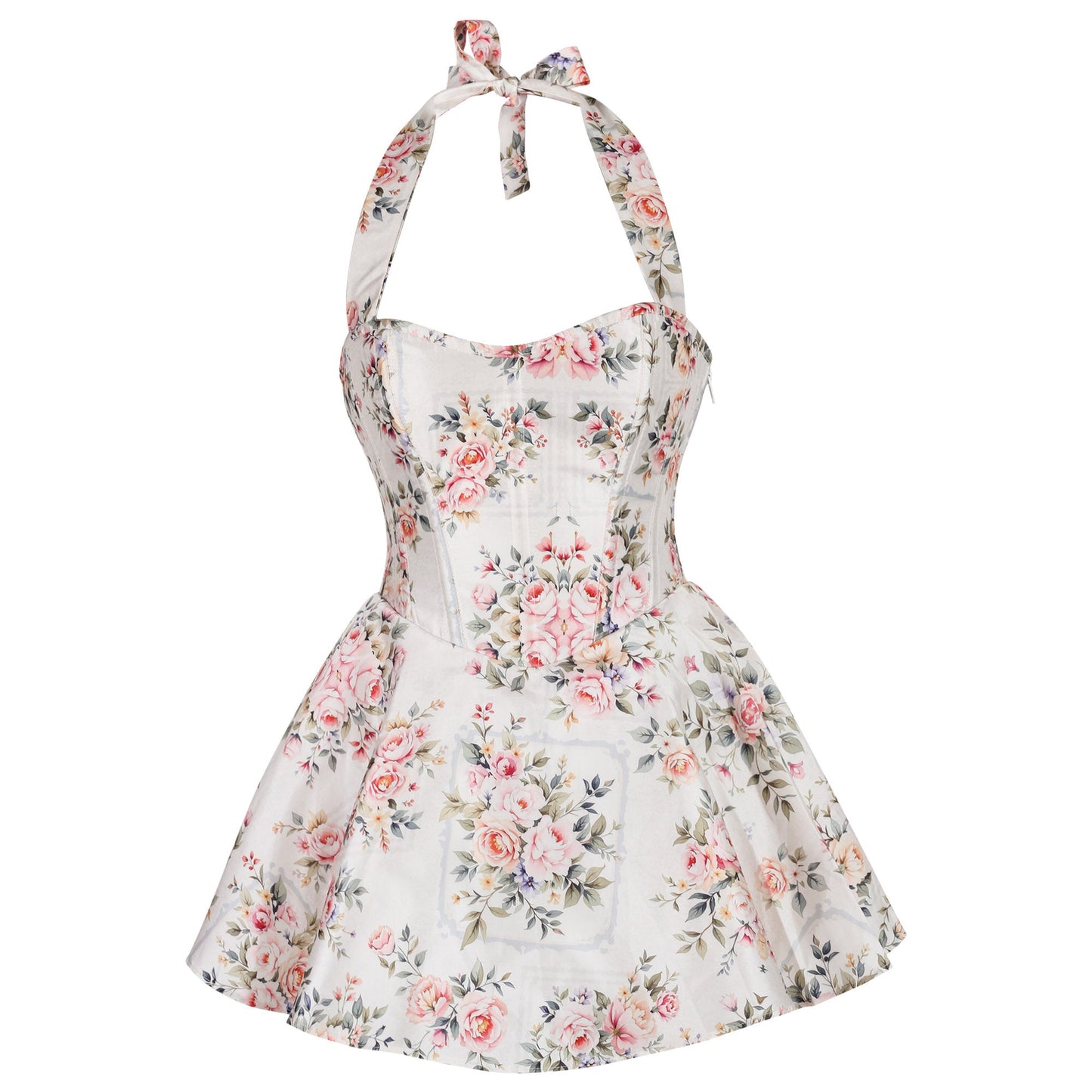 Sabine Rose Bouquets Halter Corset Dress