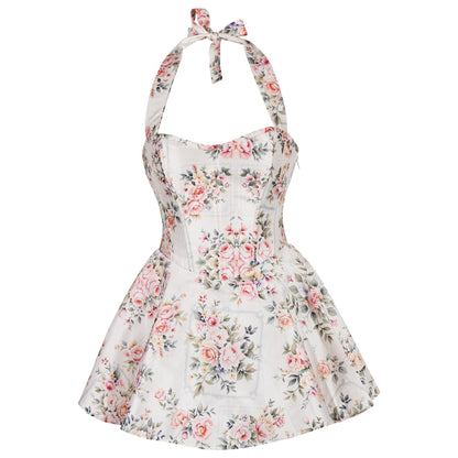 Sabine Rose Bouquets Halter Corset Dress