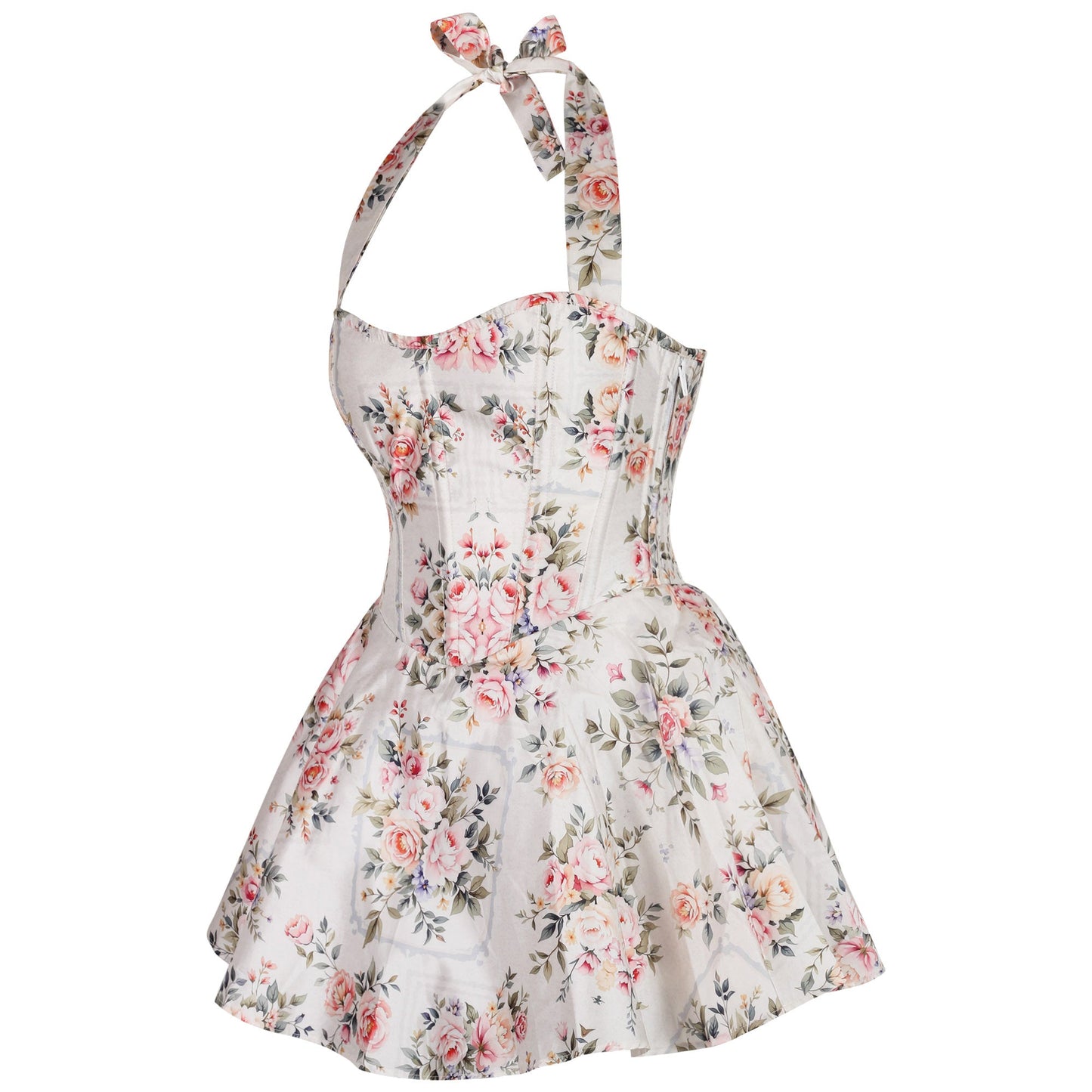 Sabine Rose Bouquets Halter Corset Dress