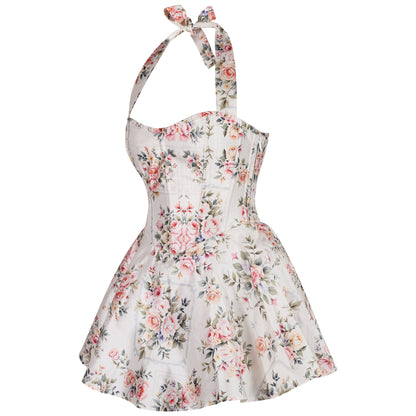 Sabine Rose Bouquets Halter Corset Dress