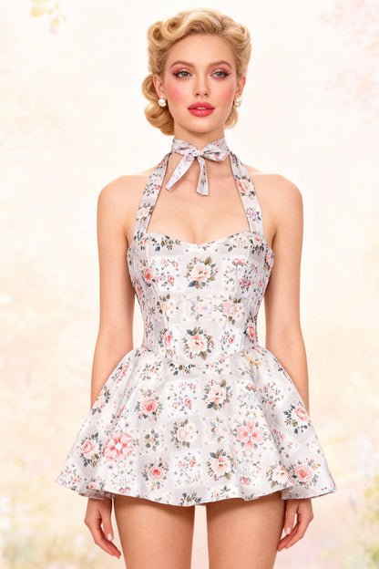 Gwen Floral Halter Corset Dress