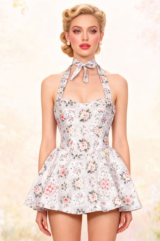 Gwen Floral Halter Corset Dress