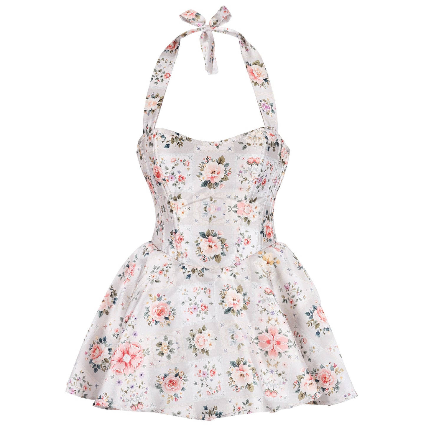 Gwen Floral Halter Corset Dress